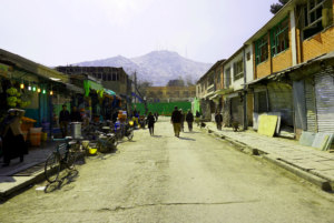 bomb blast point along the street market in Kabul city in January 2018