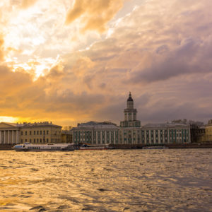 Neva river at golden hour