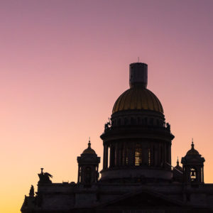 St Isaac cathedral at dusk