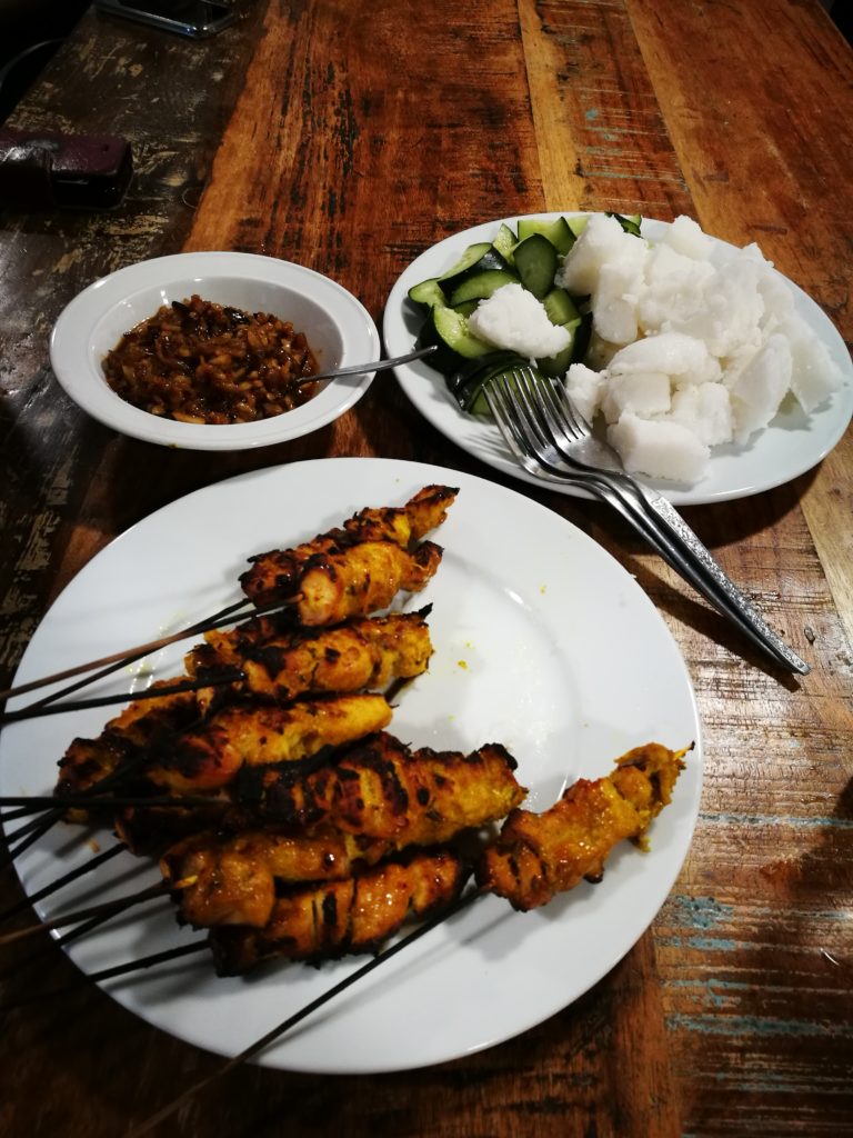 Chicken satay with traditional peanut sauce