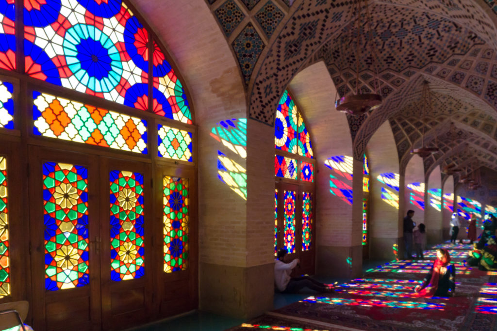 colourful refraction of light through colourful window glasses