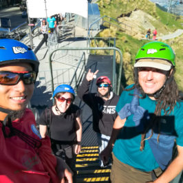 Friends enjoying time together on queenstown luge